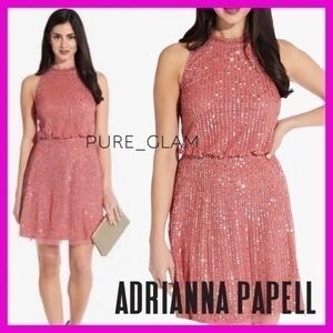 ADRIANNA PAPELL dress cocktail wedding size 0sequin embellished